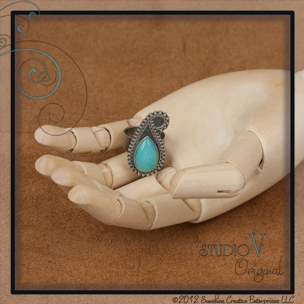 Amazonite Teardrop Paisley Ring