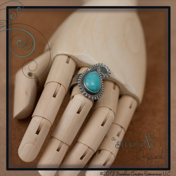 Amazonite Teardrop Paisley Ring