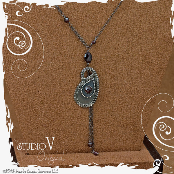 Serenity Paisley Garnet Necklace