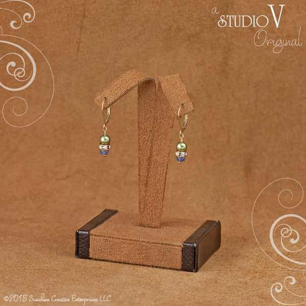 Classic Tanzanite Olive Crystal Earrings