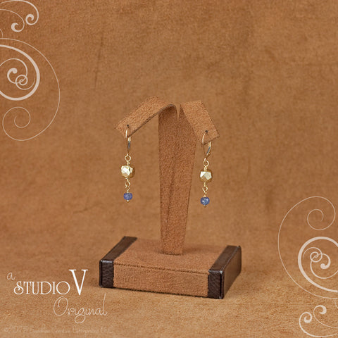 Tanzanite Golden Pyrite Earrings