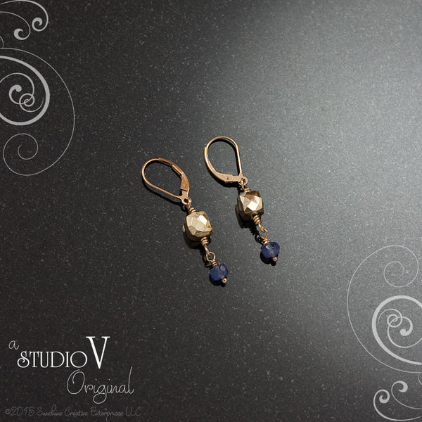 Tanzanite Golden Pyrite Earrings
