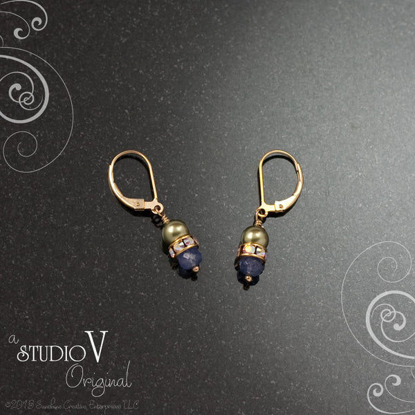 Classic Tanzanite Olive Crystal Earrings