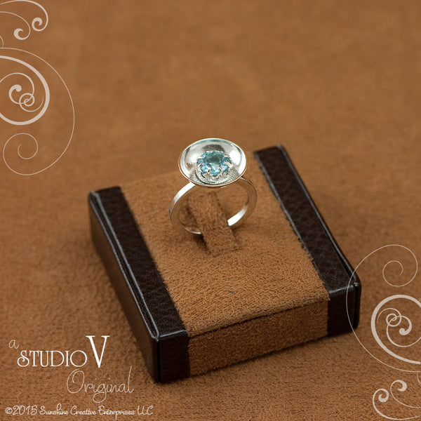 Crown Cup of Blue Topaz Ring
