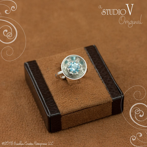 Crown Cup of Blue Topaz Ring