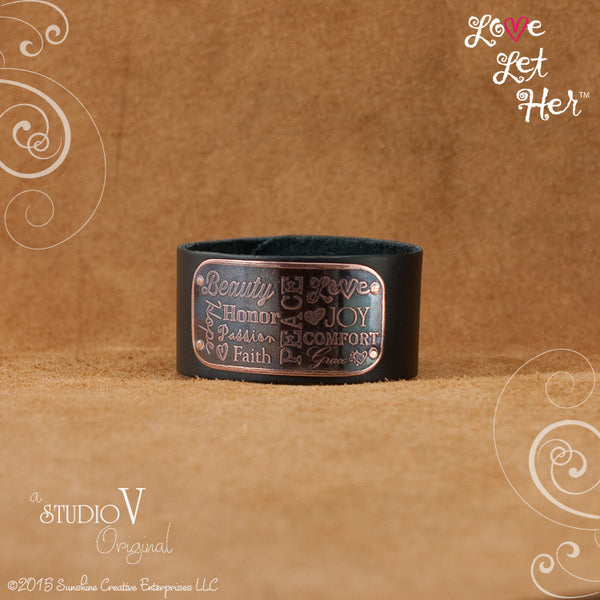 LLH Wide Black Leather Cuff