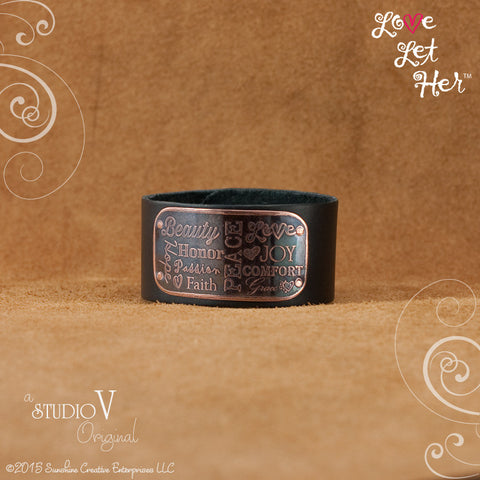 LLH Wide Black Leather Cuff